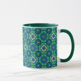 Caneca Padrão Floral Geométrico de Boho Vibrante