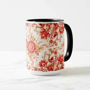 Caneca Padrão Floral Gravado Francês Vintage Elegante