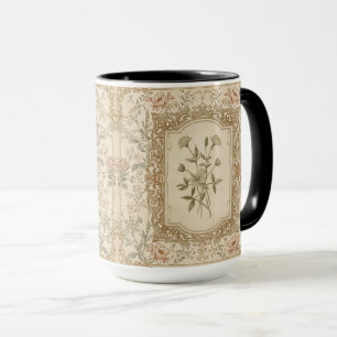 Caneca Padrão Floral Gravado Francês Vintage Elegante