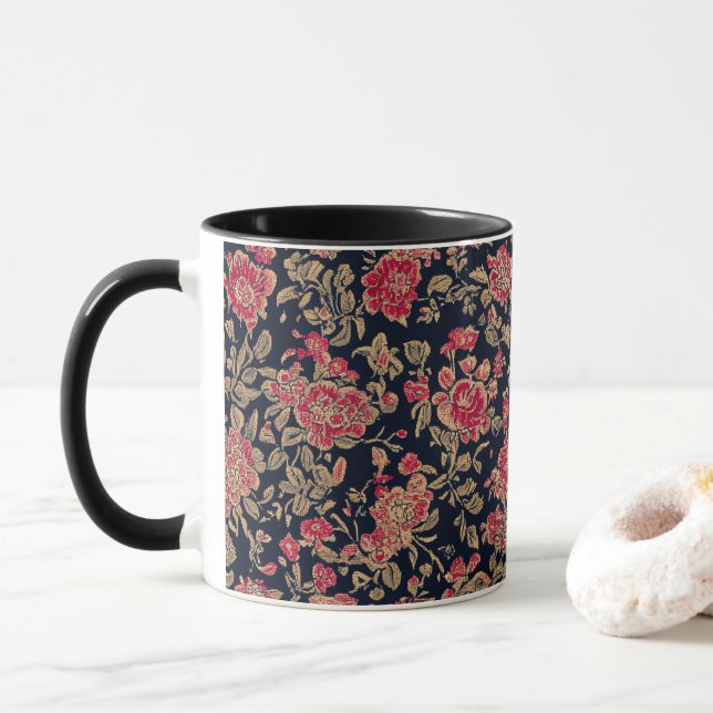 Caneca Padrão Floral Indiano (Com Donut)