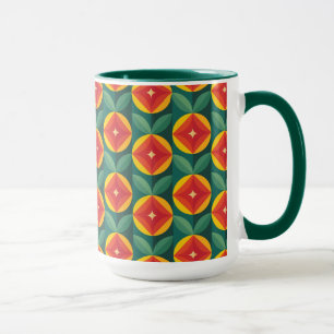 Caneca Padrão Floral Laranja Moderno do meio século