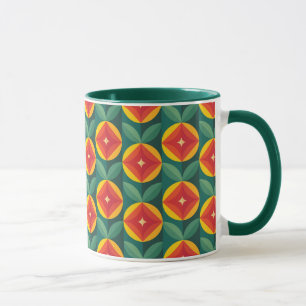 Caneca Padrão Floral Laranja Moderno do meio século