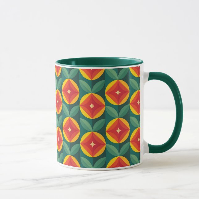 Caneca Padrão Floral Laranja Moderno do meio século (Direita)