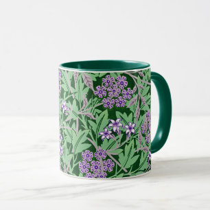 Caneca Padrão floral lilás e verde
