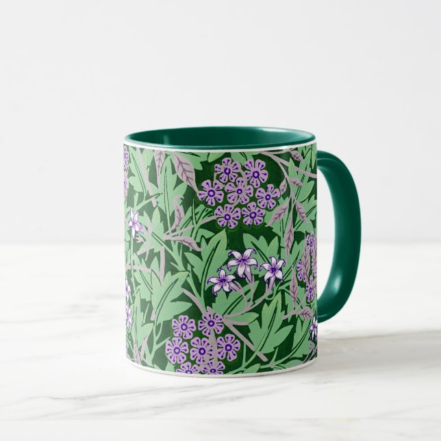 Caneca Padrão floral lilás e verde (Frente Esquerda)