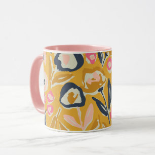 Caneca Padrão Floral Ousado Desenhado à Mão Jardim de Cam