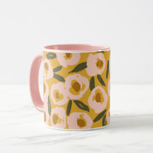 Caneca Padrão Floral Ousado em Tinta Botânica Desenhada