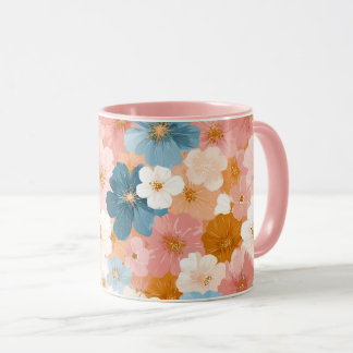 Caneca Padrão Floral Pastel Bonito