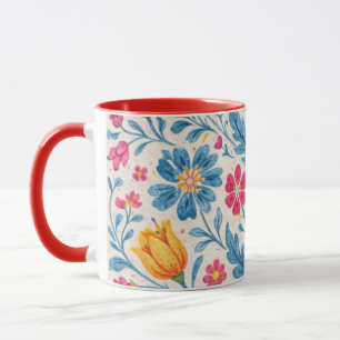 Caneca Padrão Floral Popular Colorido com Borboleta