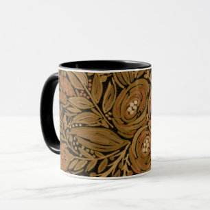Caneca padrão floral preto-d'água preto, preto-e-branco,