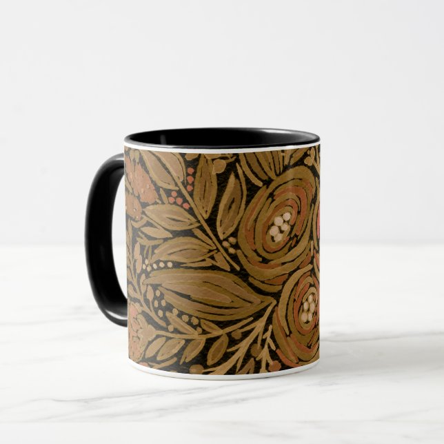 Caneca padrão floral preto-d'água preto, preto-e-branco, (Frente Esquerda)