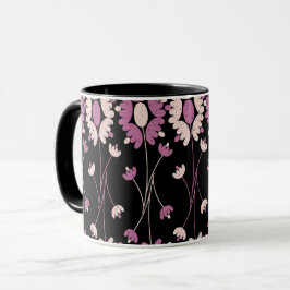 Caneca Padrão Floral Rosa Repetitivo