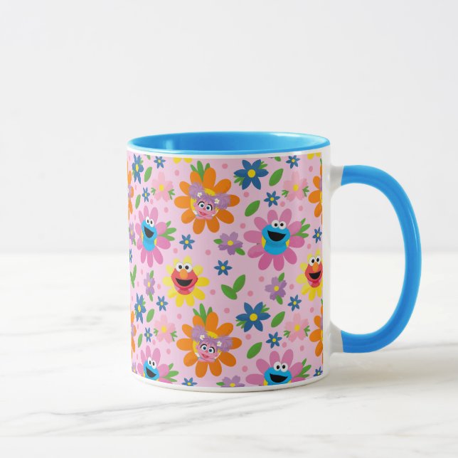 Caneca Padrão Floral Rosa Rosa da Rua Sésamo (Direita)