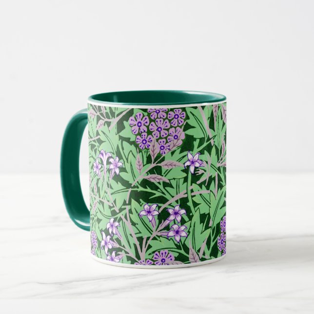 Caneca Padrão Floral Roxo Bonito (Frente Esquerda)