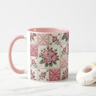 Caneca Padrão Floral Sem Costura, Padrão de Rosas Sem Cos