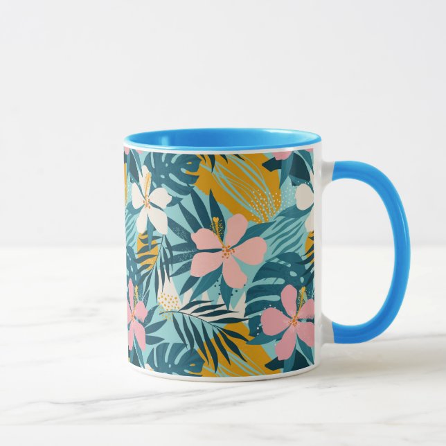 Caneca Padrão Floral Tropical de Hibiscus (Direita)