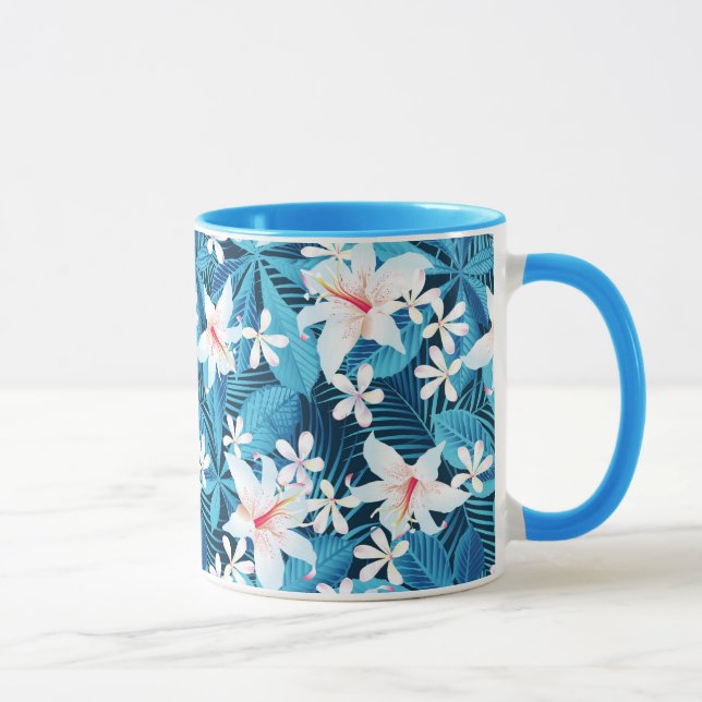 Caneca Padrão Floral Tropical de Hibiscus (Direita)
