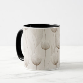 Caneca Padrão Floral Tulipa Neutra Moderna Marfim