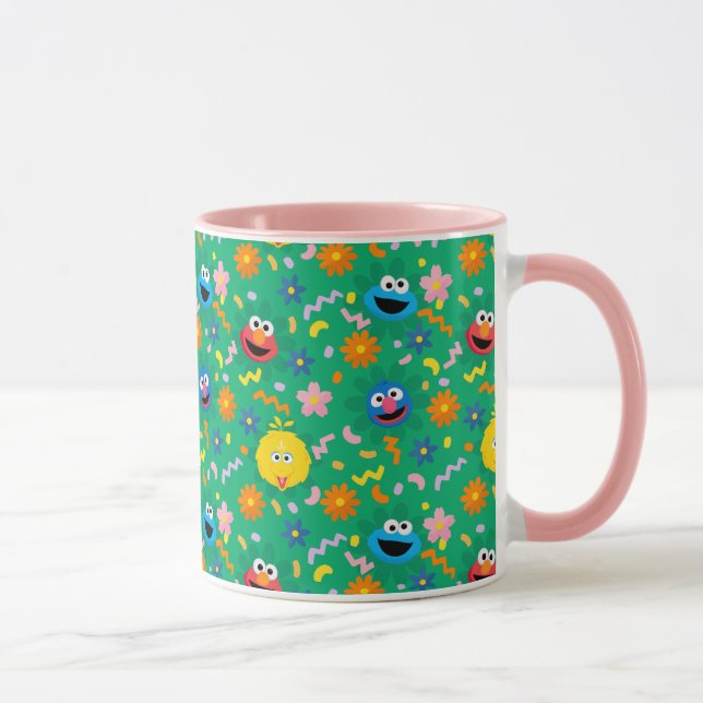 Caneca Padrão Floral Verde da Rua Sésamo (Direita)