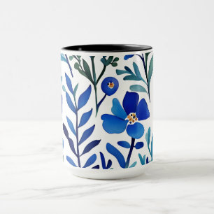 Caneca Padrão Floral Vintage Watercolor