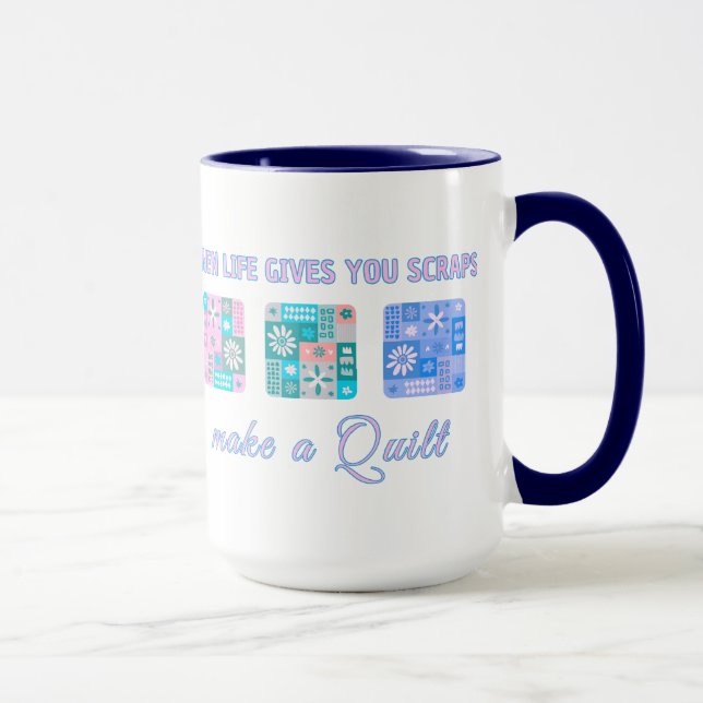Caneca Padrão Floral Xadrez Fofo em Cores Pop (Direita)