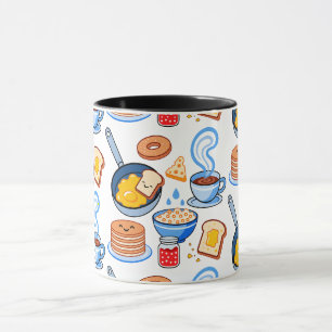 Caneca Padrão Fofo de Café da Manhã – Comida Kawaii Sem C