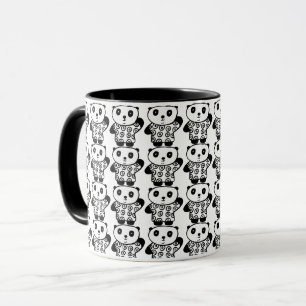 Caneca Padrão Fofo do Panda Pandy Preto e Branco