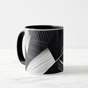 Caneca Padrão Geométrico abstrato preto e branco escuro