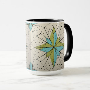 Caneca Padrão Geométrico Atômico Moderno de Meados do Séc