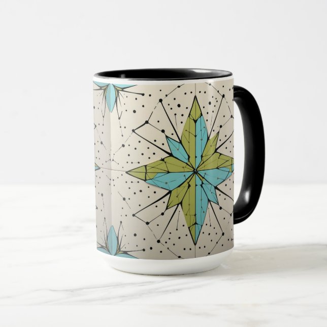Caneca Padrão Geométrico Atômico Moderno de Meados do Séc (Frente Esquerda)
