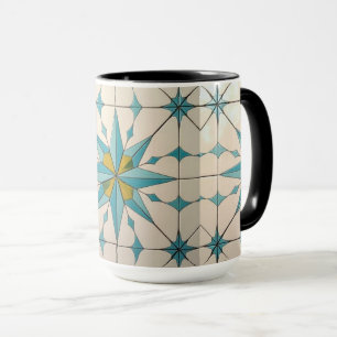 Caneca Padrão Geométrico Atômico Moderno Retro de Meados 