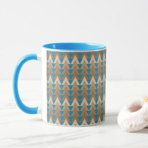 Caneca Padrão geométrico azul e castanho 