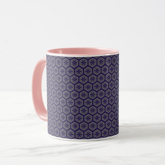 Caneca Padrão Geométrico Azul e Cinza (Frente Esquerda)