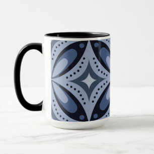 Caneca Padrão Geométrico Azul Estilo Retro