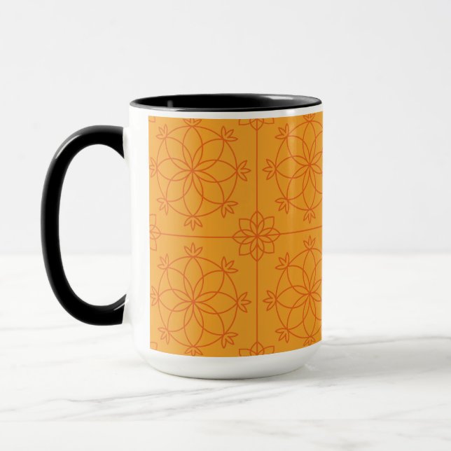 Caneca Padrão geométrico da arte de mandala amarela (Esquerda)