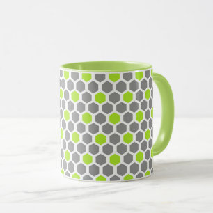 Caneca Padrão Geométrico da Cinza Verde limão Moderna