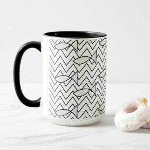 Caneca Padrão Geométrico de Listra Chevron de Peixe