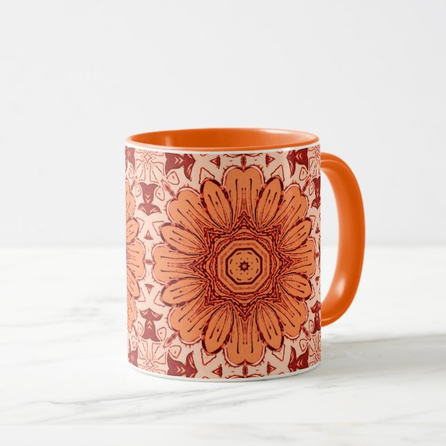 Caneca Padrão geométrico de margarina em laranja mandarim (Frente Esquerda)