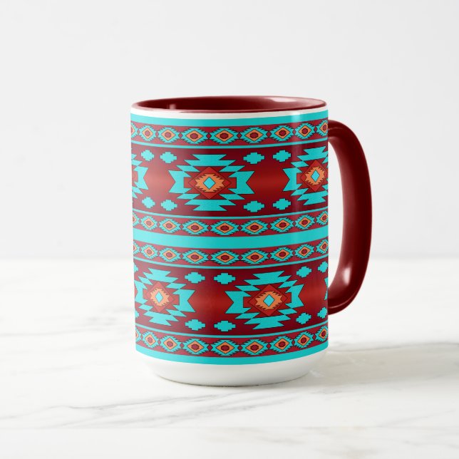 Caneca Padrão geométrico étnico. (Frente Esquerda)