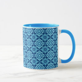 Caneca Padrão Geométrico Floral na moda Azul