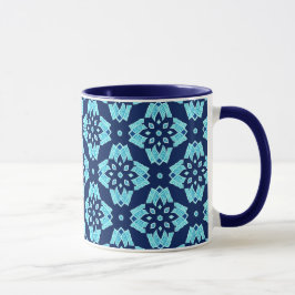 Caneca Padrão Geométrico Floral na moda Azul