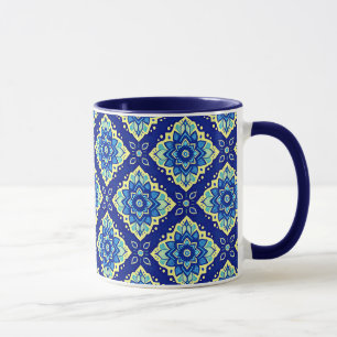 Caneca Padrão Geométrico Floral Vibrante