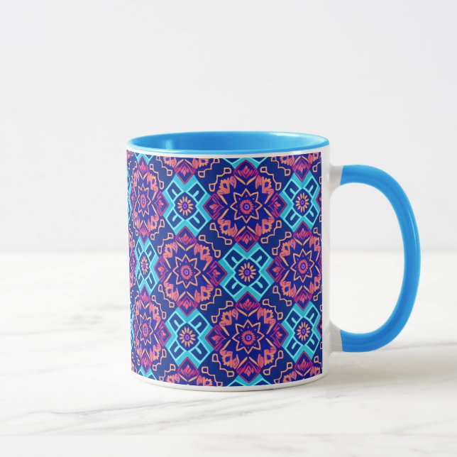 Caneca Padrão Geométrico Floral Vibrante (Direita)