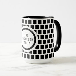 Caneca Padrão Geométrico Moderno Negro e Branco