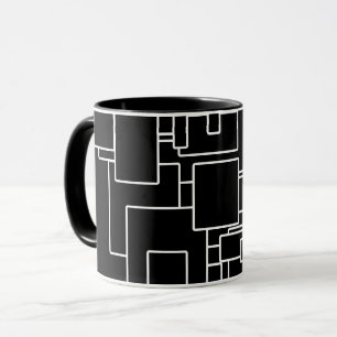 Caneca Padrão Geométrico Moderno Preto e Branco