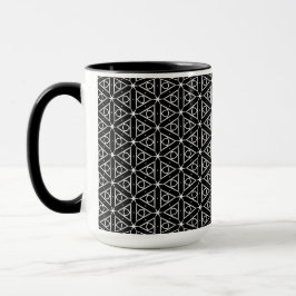 Caneca Padrão Geométrico Preto Branco e Prata