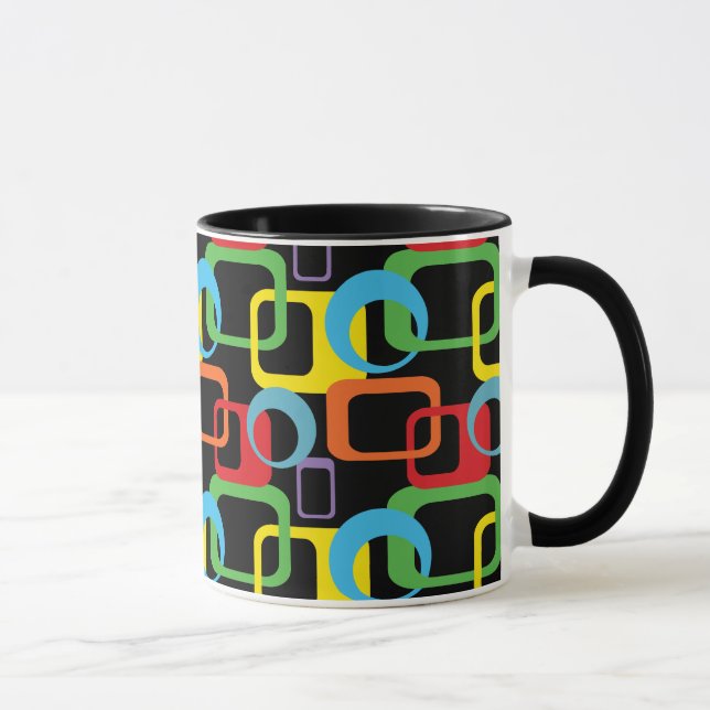 Caneca Padrão Geométrico Retrocolorido (Direita)