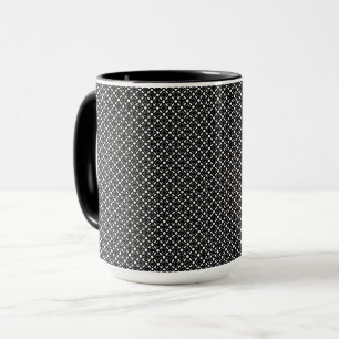 Caneca Padrão Geométrico Simples Branco Preto