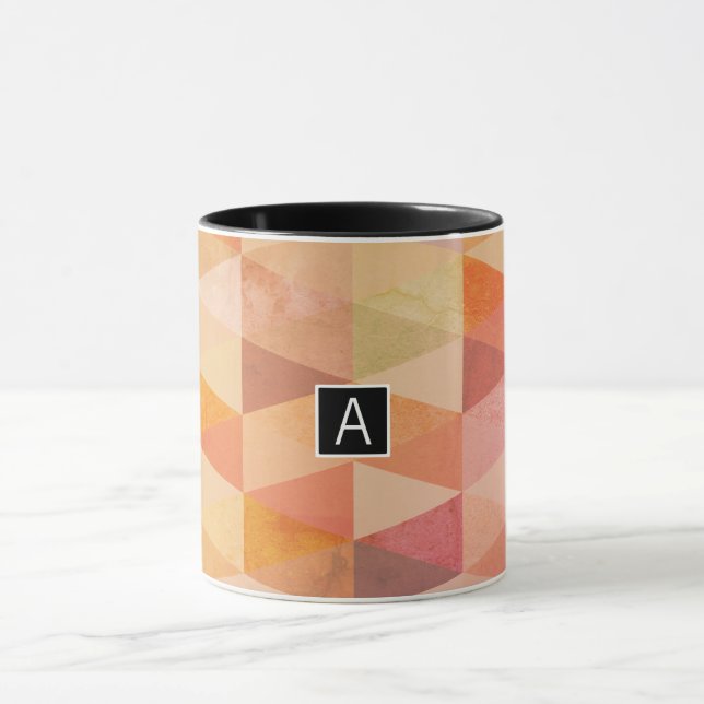 Caneca Padrão Geométrico Triângulo Macio | Monogramado (Centro)