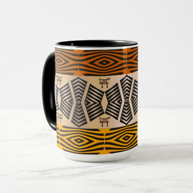 Caneca padrão geométrico tribal africano (Frente Esquerda)